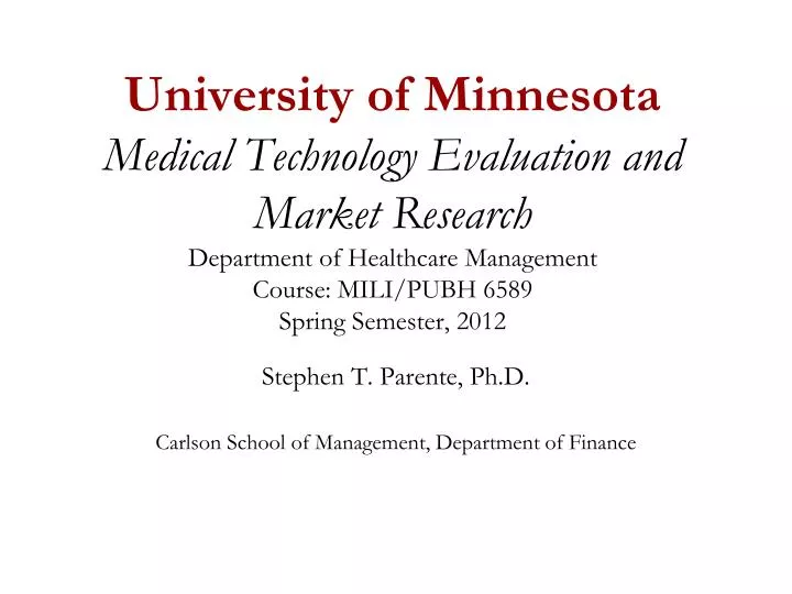 stephen t parente ph d carlson school of management department of finance