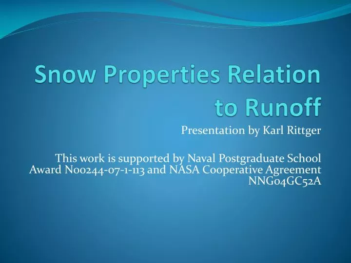 snow properties relation to runoff