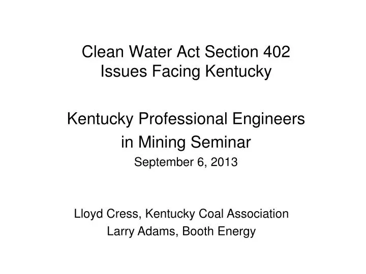 clean water act section 402 issues facing kentucky