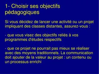 1 choisir ses objectifs p dagogiques