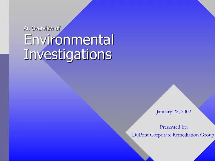 an overview of environmental investigations