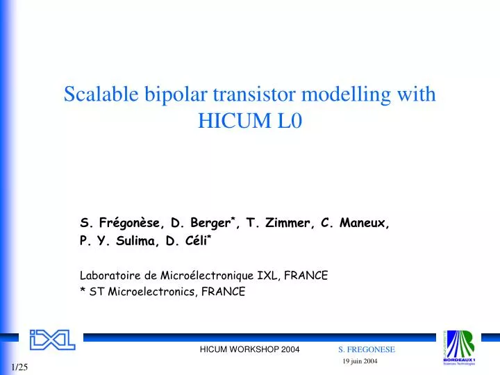 scalable bipolar transistor modelling with hicum l0