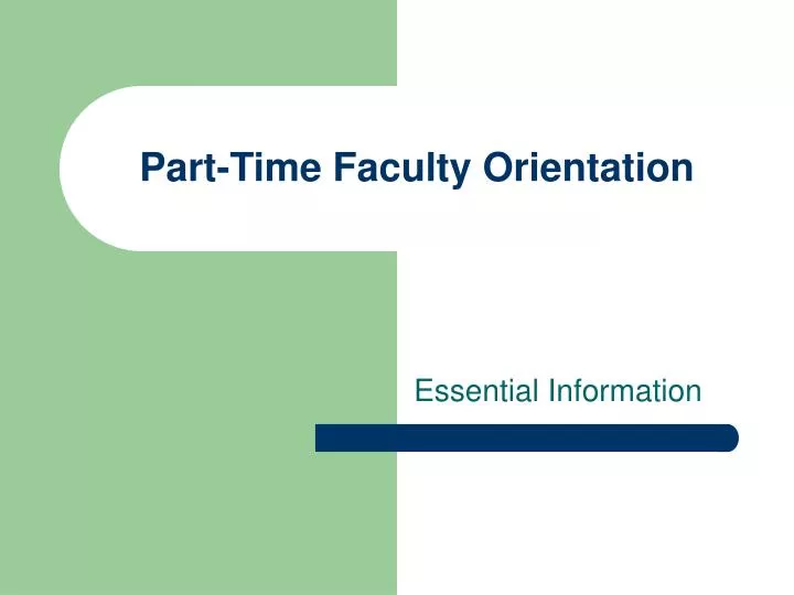 part time faculty orientation