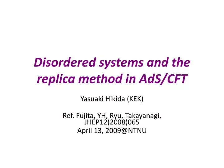 disordered systems and the replica method in ads cft