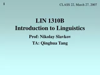 LIN 1310B Introduction to Linguistics