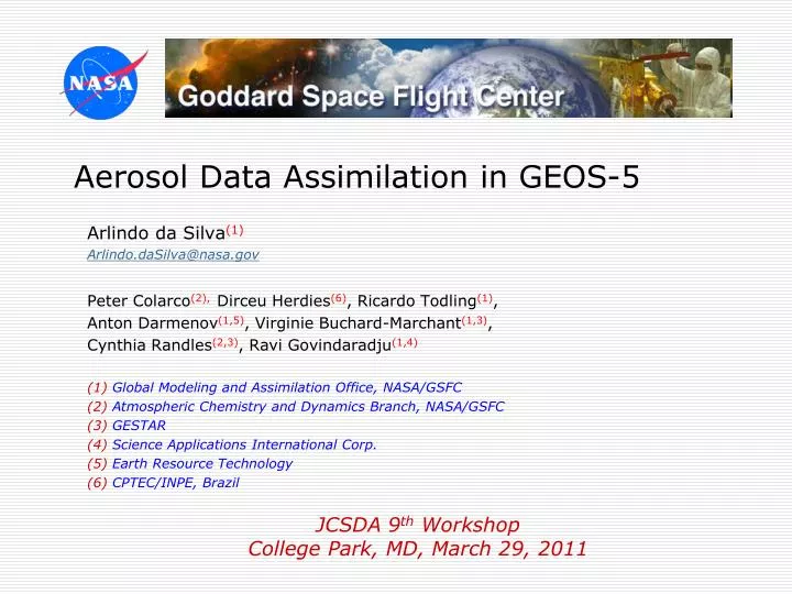 aerosol data assimilation in geos 5