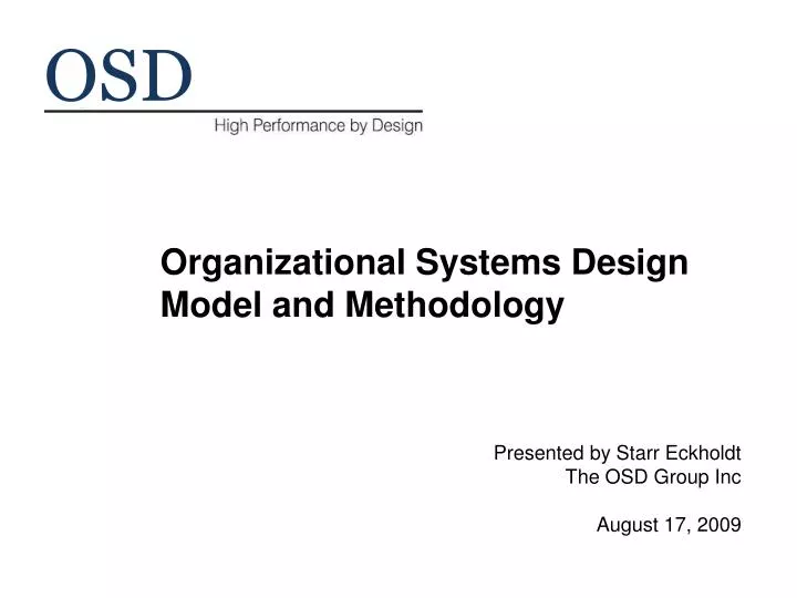 organizational systems design model and methodology