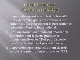 qu est ce que l apprentissage
