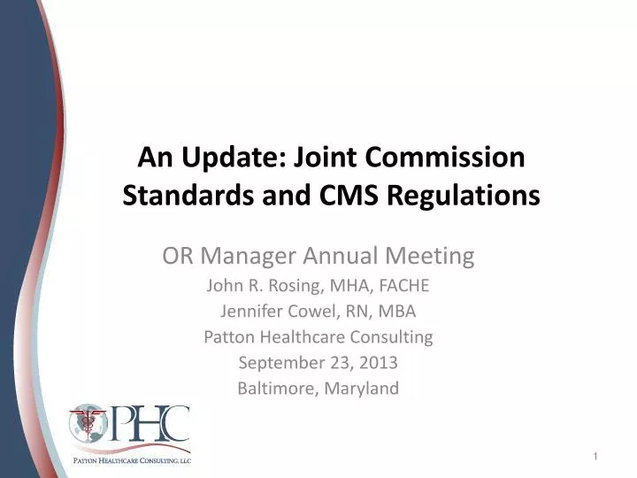 an update joint commission standards and cms regulations