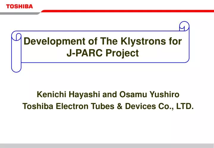 development of the klystrons for j parc project