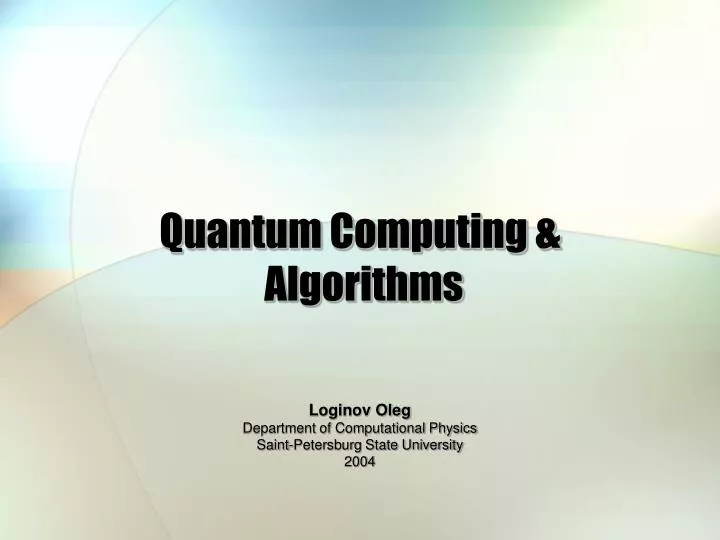 quantum computing algorithms