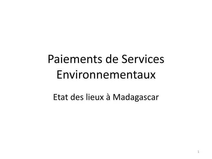 paiements de services environnementaux