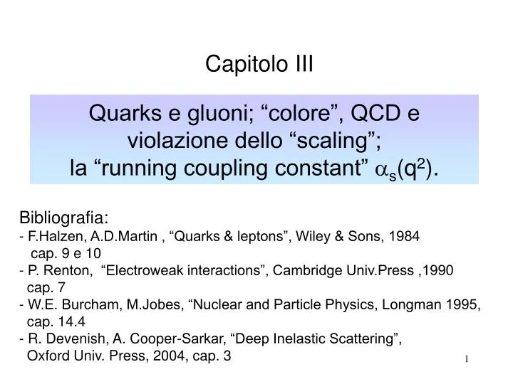 quarks e gluoni colore qcd e violazione dello scaling la running coupling constant a s q 2