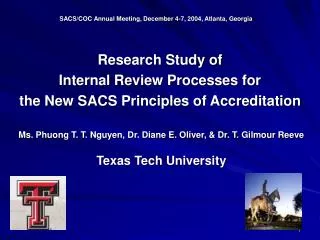 Research Study of Internal Review Processes for the New SACS Principles of Accreditation