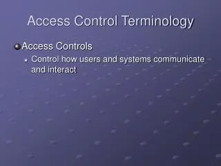 Access Control Terminology