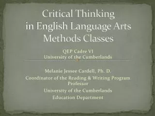 Critical Thinking in English Language Arts Methods Classes