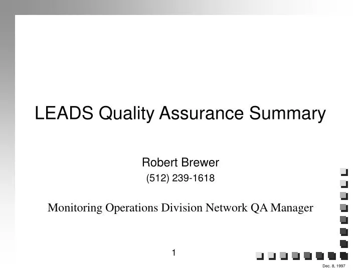 leads quality assurance summary