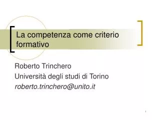 la competenza come criterio formativo