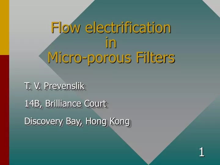flow electrification in micro porous filters