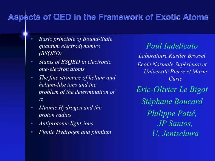aspects of qed in the framework of exotic atoms