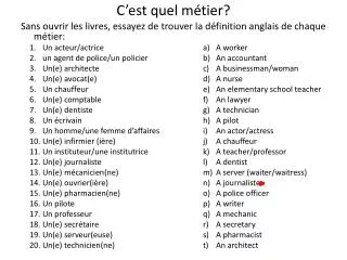 c est quel m tier