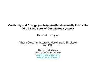 Arizona Center for Integrative Modeling and Simulation (ACIMS)