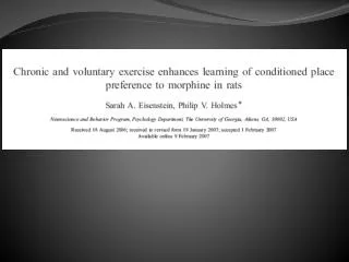 Dishman et al. (2006) Neurobiology of Exercise OBESITY Vol. 14 No. 3