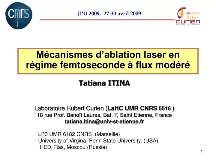 m canismes d ablation laser en r gime femtoseconde flux mod r