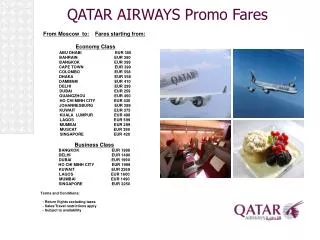 QATAR AIRWAYS Promo Fares
