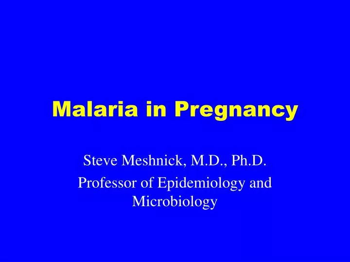 malaria in pregnancy