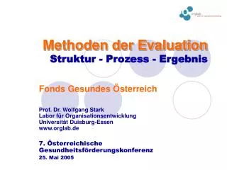 methoden der evaluation struktur prozess ergebnis