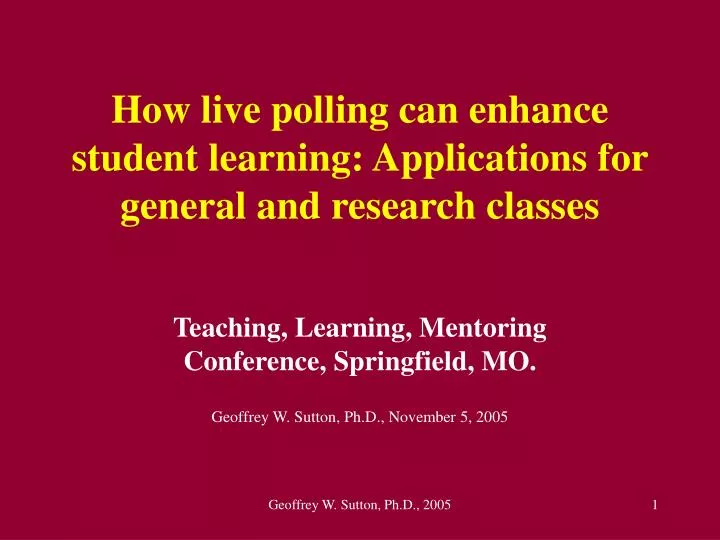 how live polling can enhance student learning applications for general and research classes