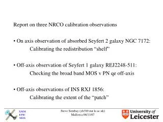 Report on three NRCO calibration observations