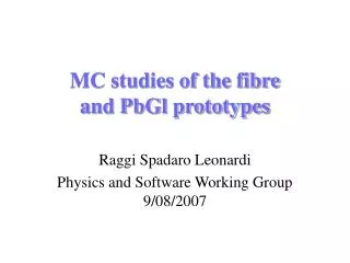 MC studies of the fibre and PbGl prototypes