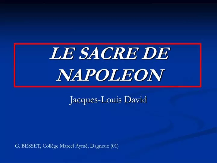 le sacre de napoleon