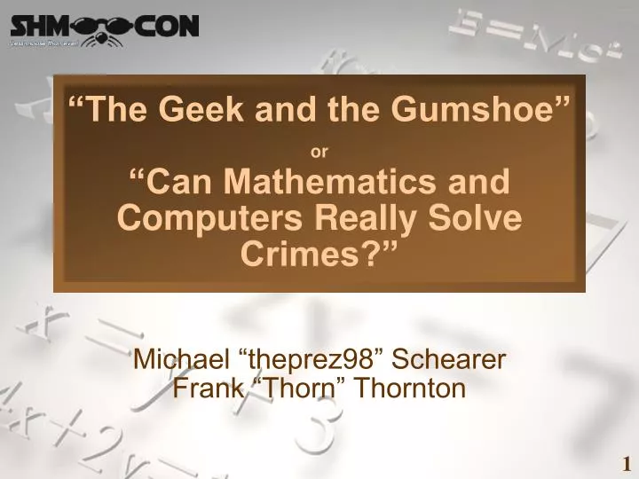 the geek and the gumshoe or can mathematics and computers really solve crimes