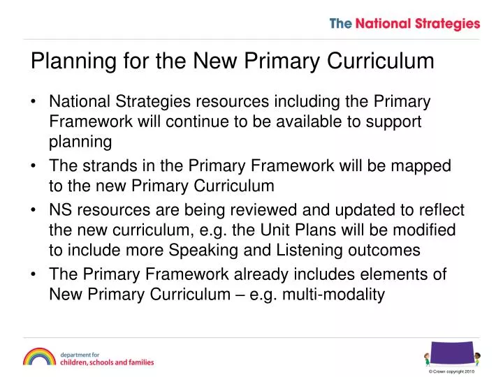 planning for the new primary curriculum