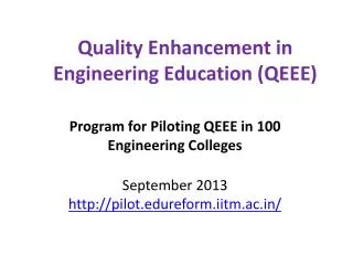 Quality Enhancement in Engineering Education (QEEE)