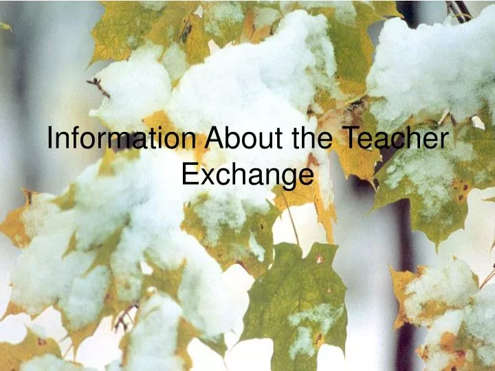 information about the teacher exchange