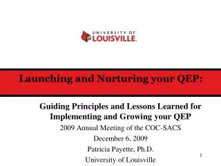 Launching and Nurturing your QEP: