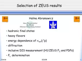 Selection of ZEUS results