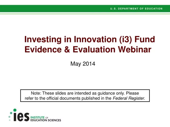 investing in innovation i3 fund evidence evaluation webinar