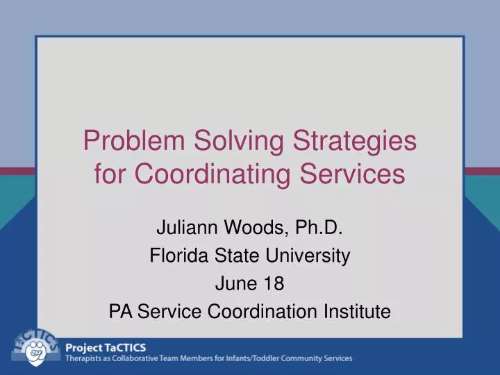 problem solving strategies for coordinating services