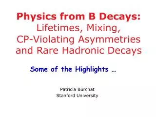 Physics from B Decays: Lifetimes, Mixing, CP-Violating Asymmetries and Rare Hadronic Decays