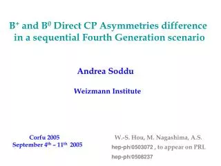 B + and B 0 Direct CP Asymmetries difference in a sequential Fourth Generation scenario
