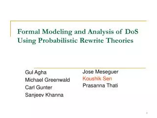 Formal Modeling and Analysis of DoS Using Probabilistic Rewrite Theories