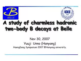 A study of charmless hadronic two-body B decays at Belle