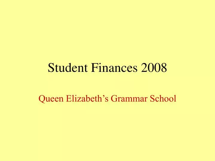 student finances 2008