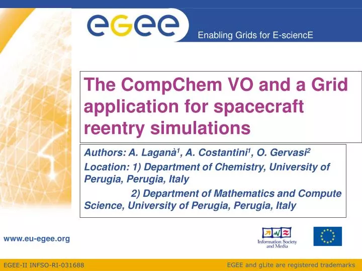 the compchem vo and a grid application for spacecraft reentry simulations