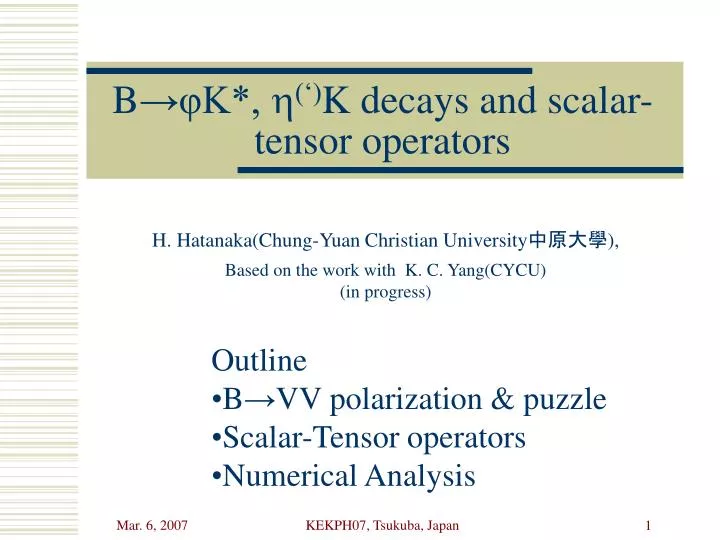b k h k decays and scalar tensor operators
